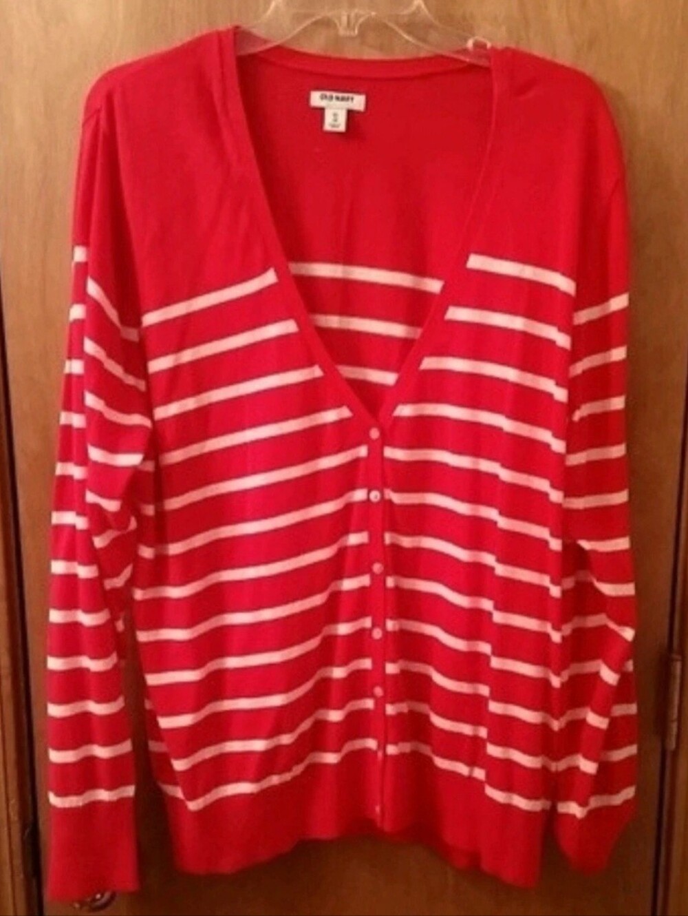 XXL Old Navy Red / White Cardigan